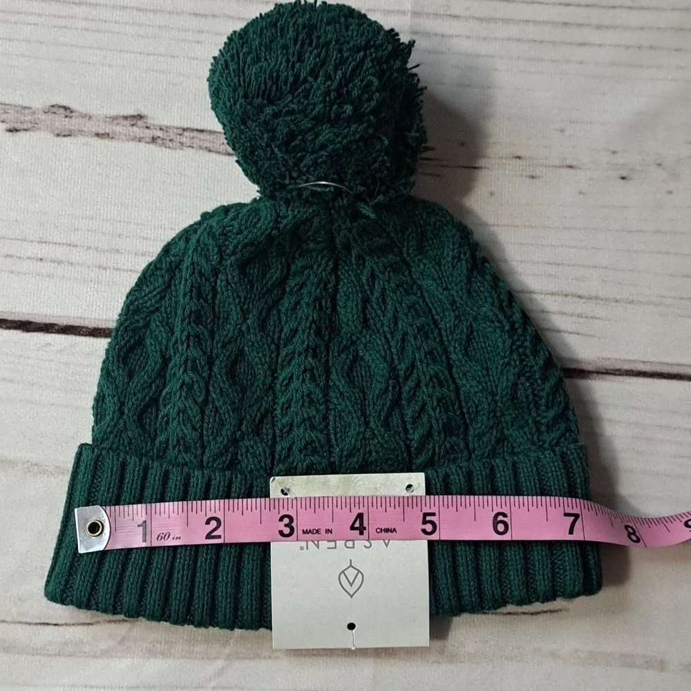 Aspen Kids Green Cable Knit Pom-Pom Beanie 5T